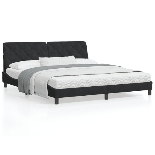 vidaXL Cama con colchón terciopelo negro 180x200 cm