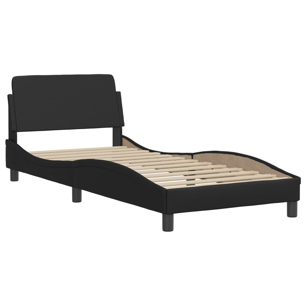 vidaXL Cama con colchón cuero sintético negro 90x200 cm