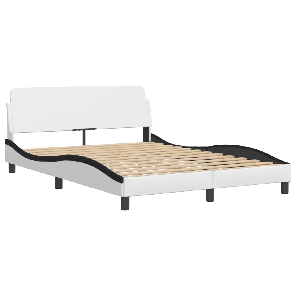 vidaXL Cama con colchón cuero sintético blanco y negro 140x190 cm