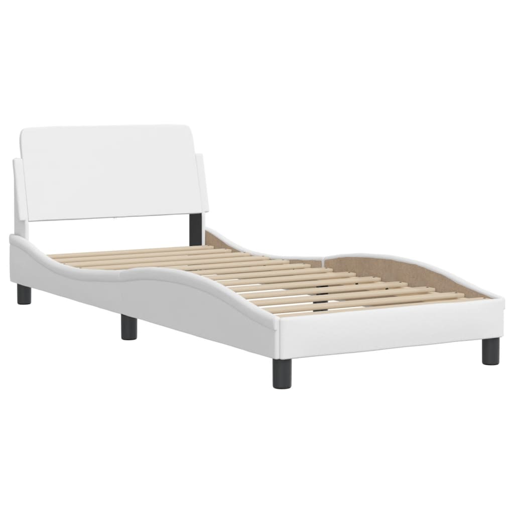 vidaXL Cama con colchón cuero sintético blanco 90x190 cm