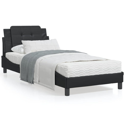 vidaXL Cama con colchón cuero sintético negro 90x200 cm