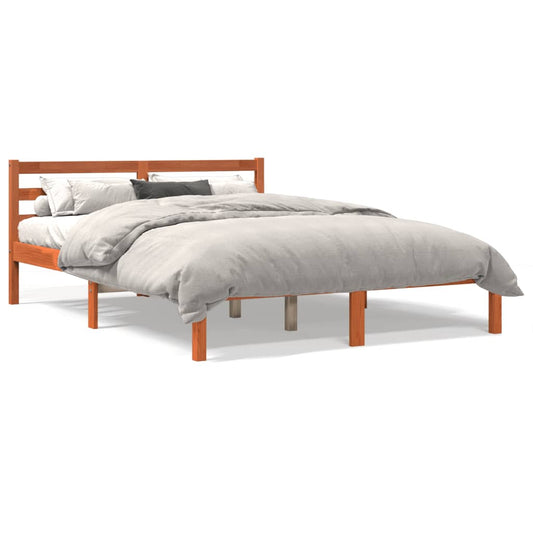 vidaXL Cama sin colchón madera maciza de pino marrón cera 140x190 cm