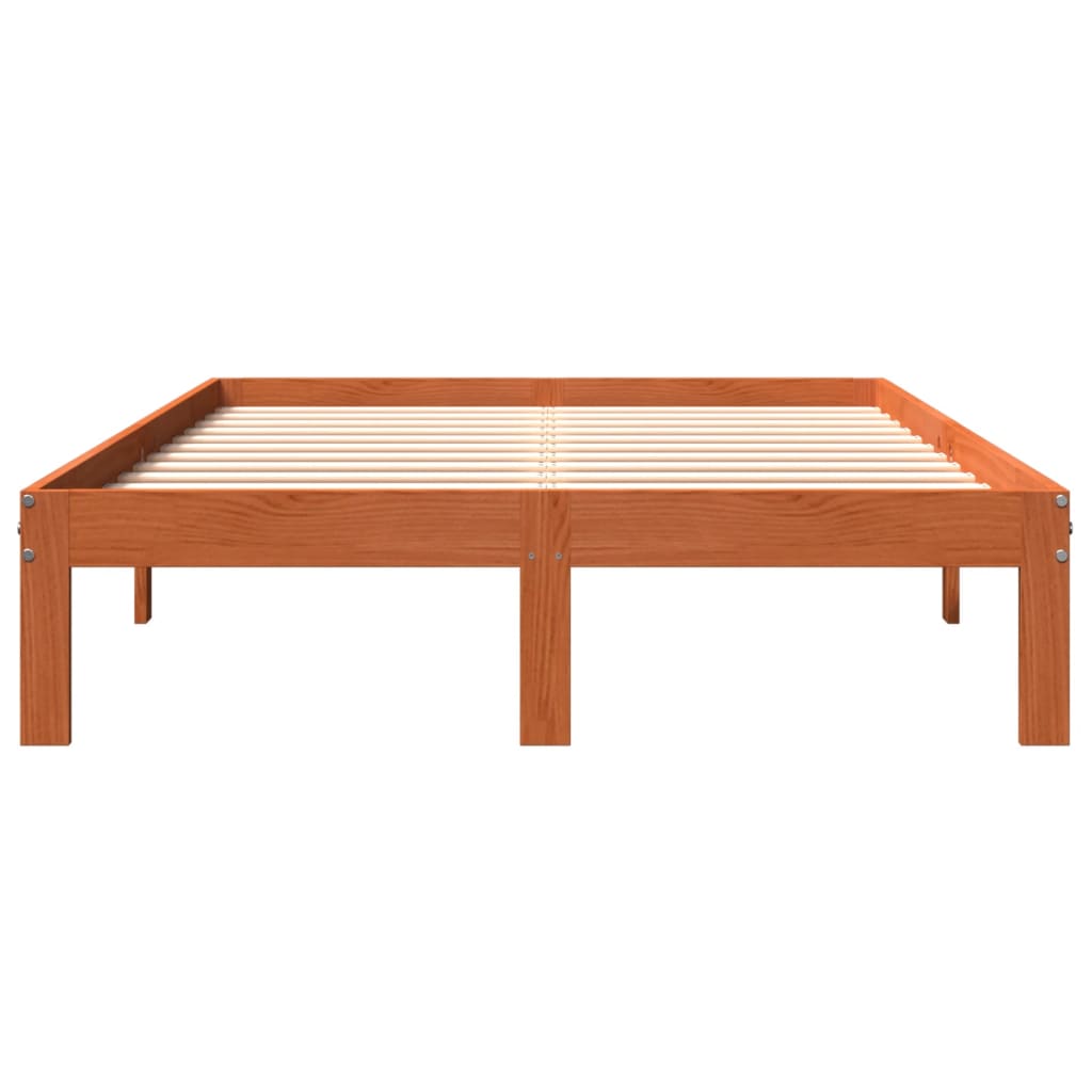 vidaXL Cama sin colchón madera maciza de pino marrón cera 140x200 cm