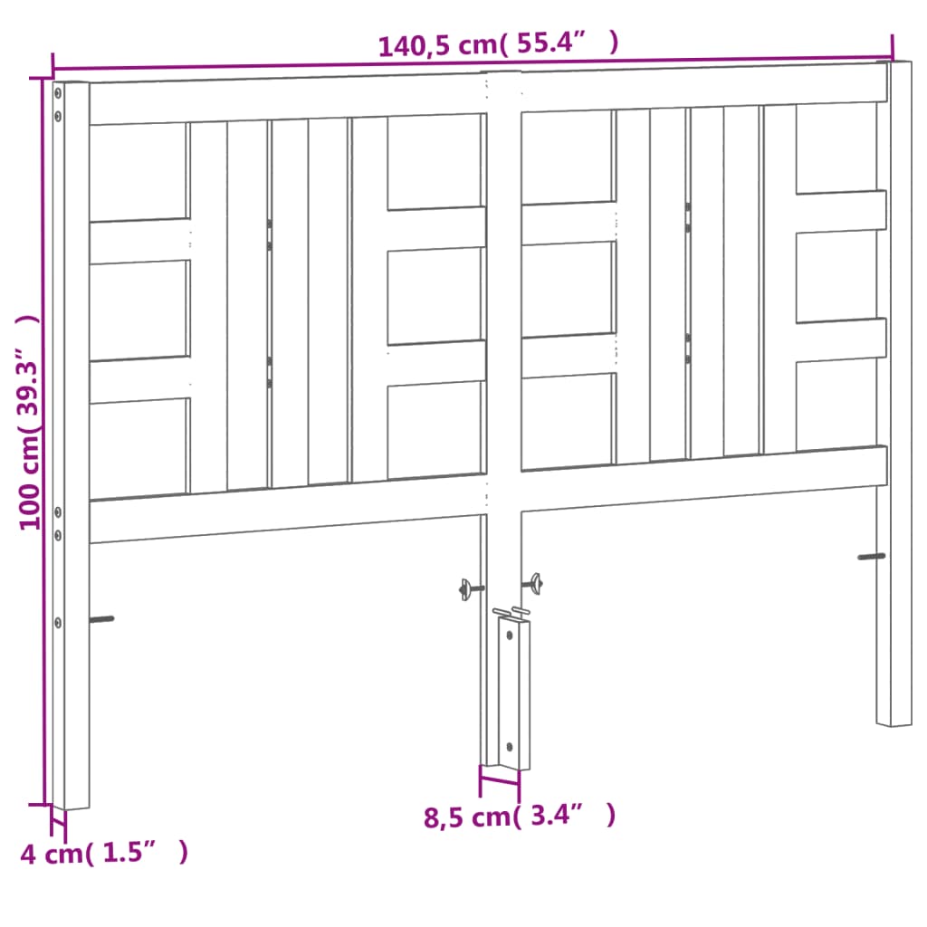 vidaXL Cabecero de cama madera maciza de pino marrón cera 135 cm