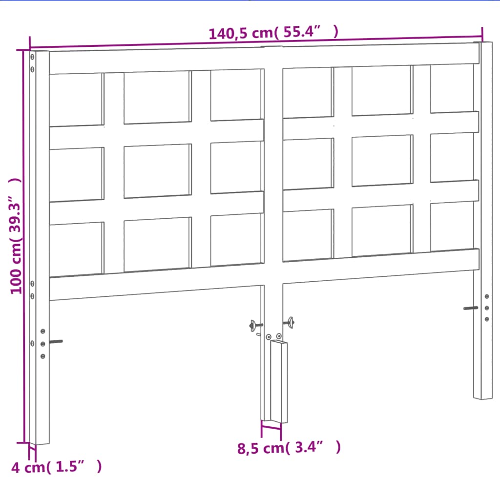 vidaXL Cabecero de cama madera maciza de pino marrón cera 135 cm