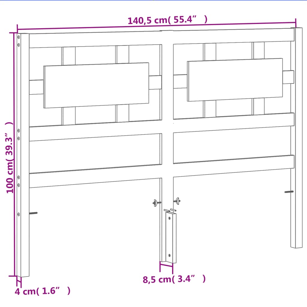 vidaXL Cabecero de cama madera maciza de pino marrón cera 135 cm