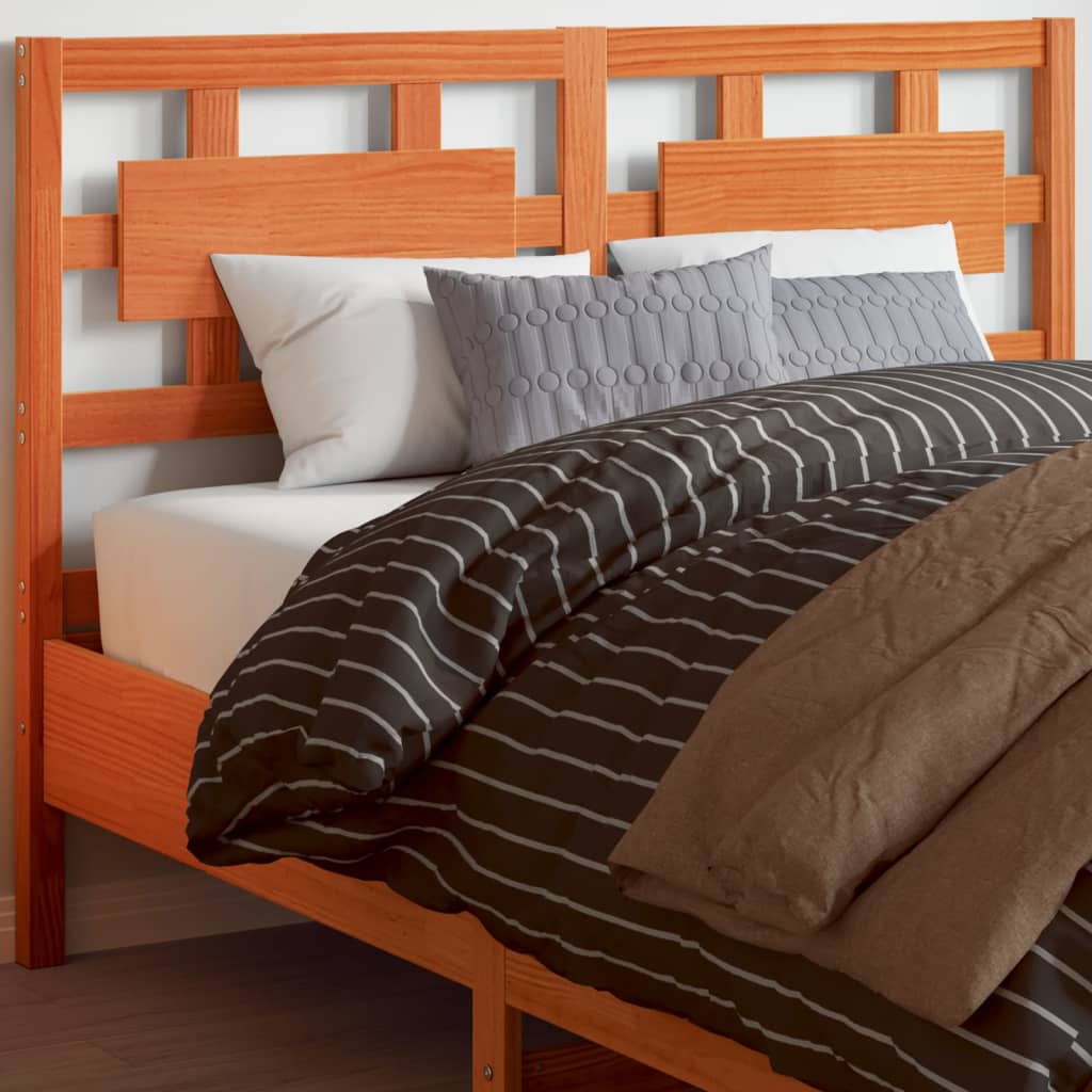 vidaXL Cabecero de cama madera maciza de pino marrón cera 135 cm