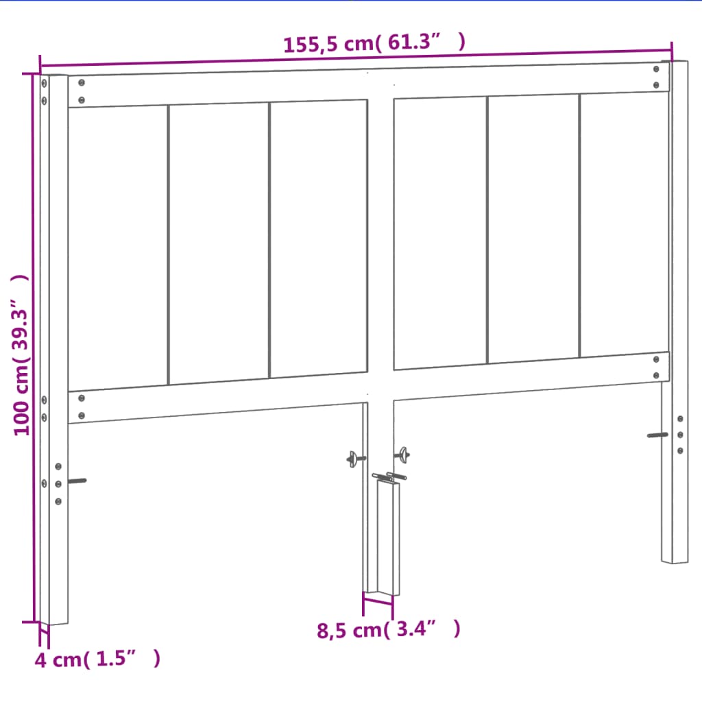 vidaXL Cabecero de cama madera maciza de pino marrón cera 150 cm