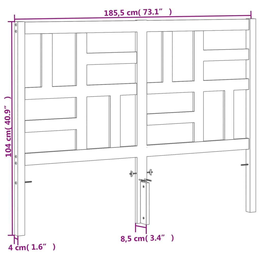 vidaXL Cabecero de cama madera maciza de pino marrón cera 180 cm