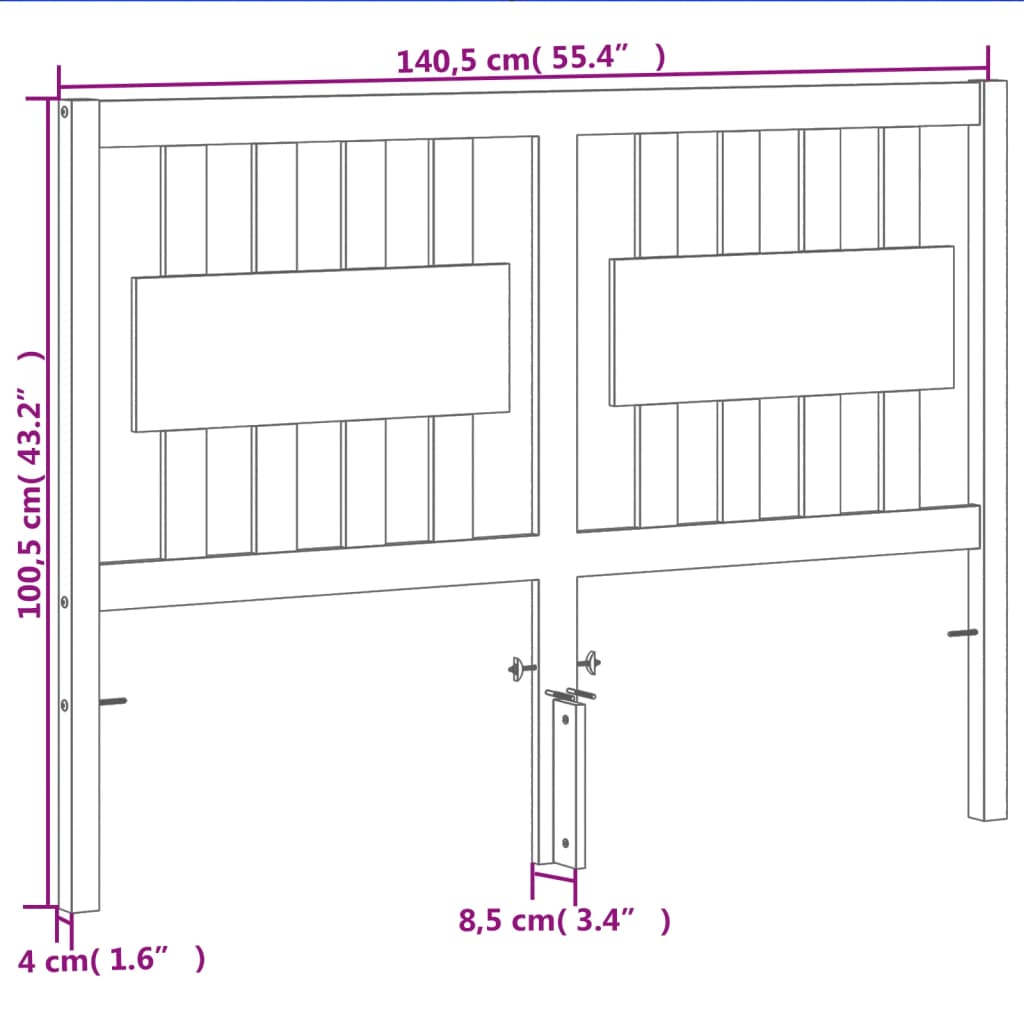 vidaXL Cabecero de cama madera maciza de pino marrón cera 135 cm