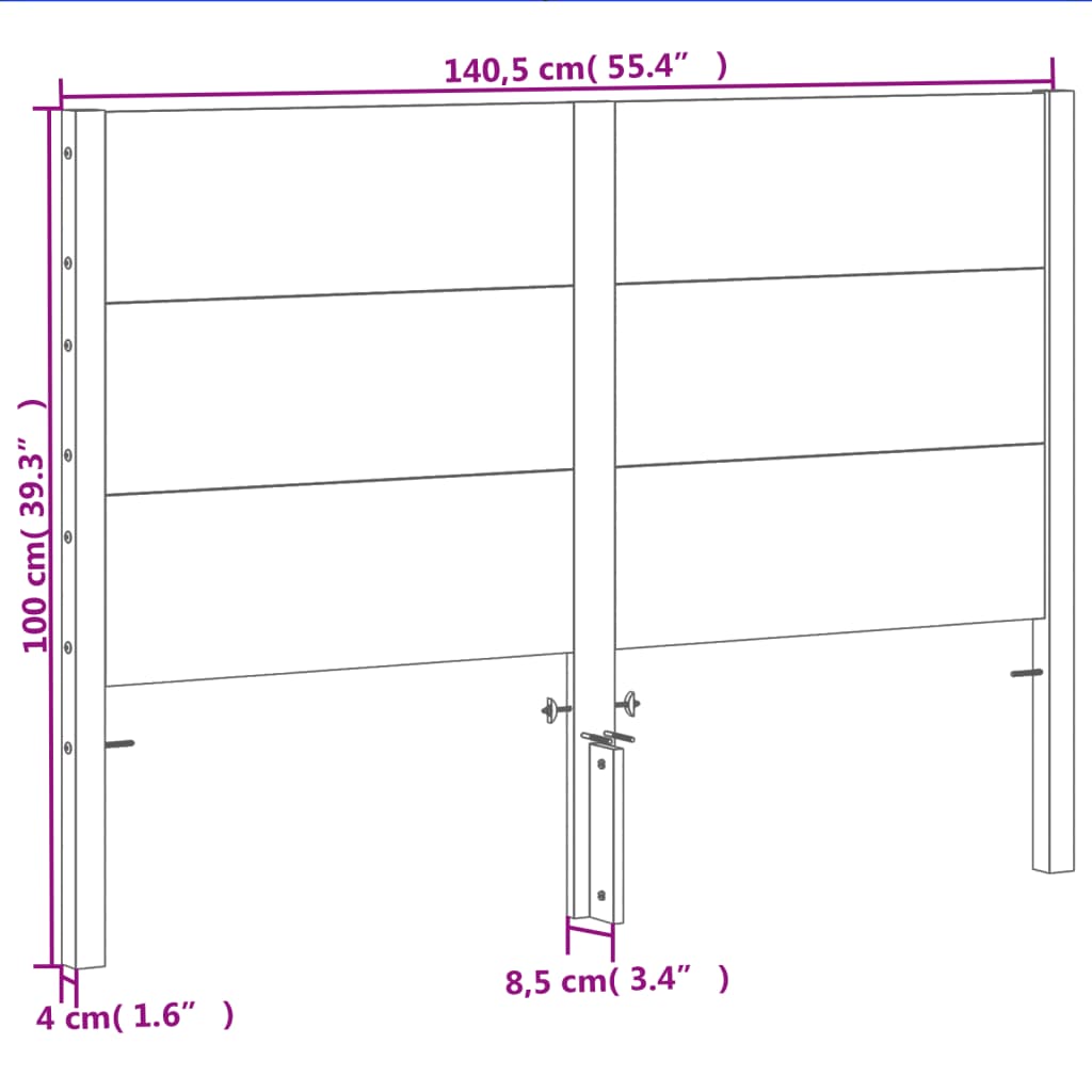 vidaXL Cabecero de cama madera maciza de pino marrón cera 135 cm