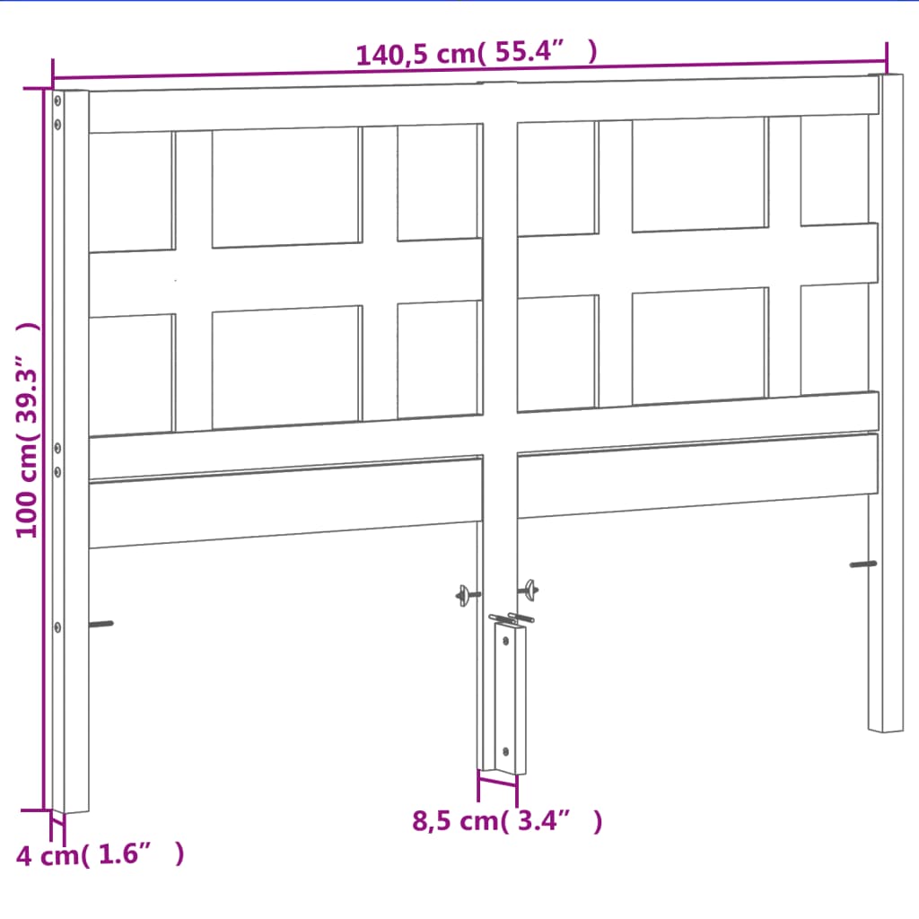 vidaXL Cabecero de cama madera maciza de pino marrón cera 135 cm