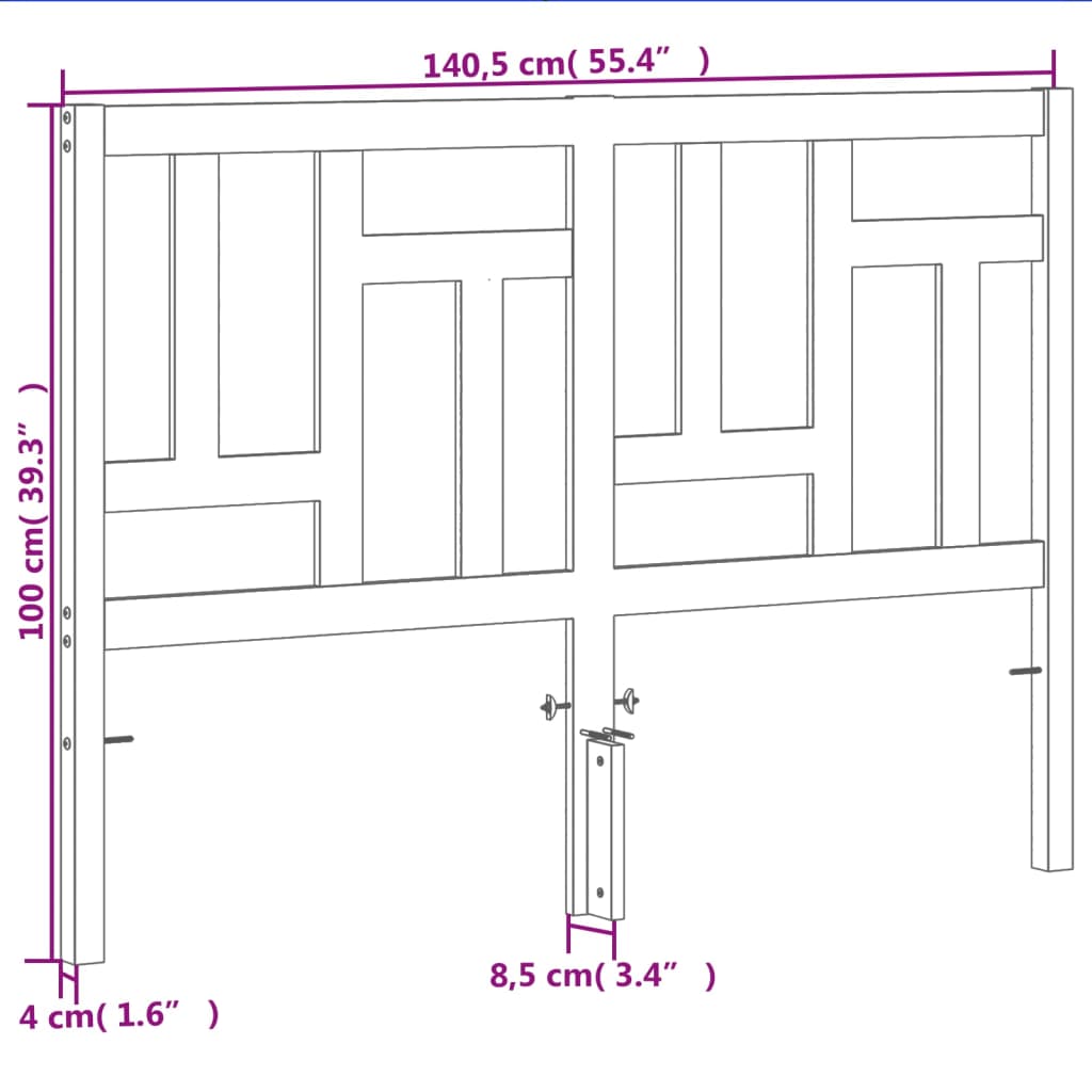 vidaXL Cabecero de cama madera maciza de pino marrón cera 135 cm