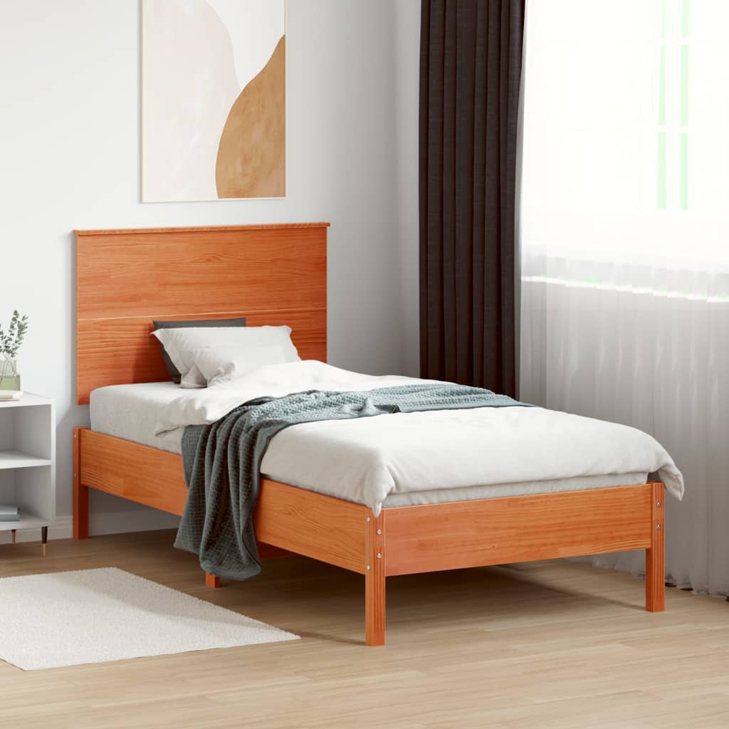 vidaXL Cabecero de cama madera maciza de pino marrón cera 90 cm