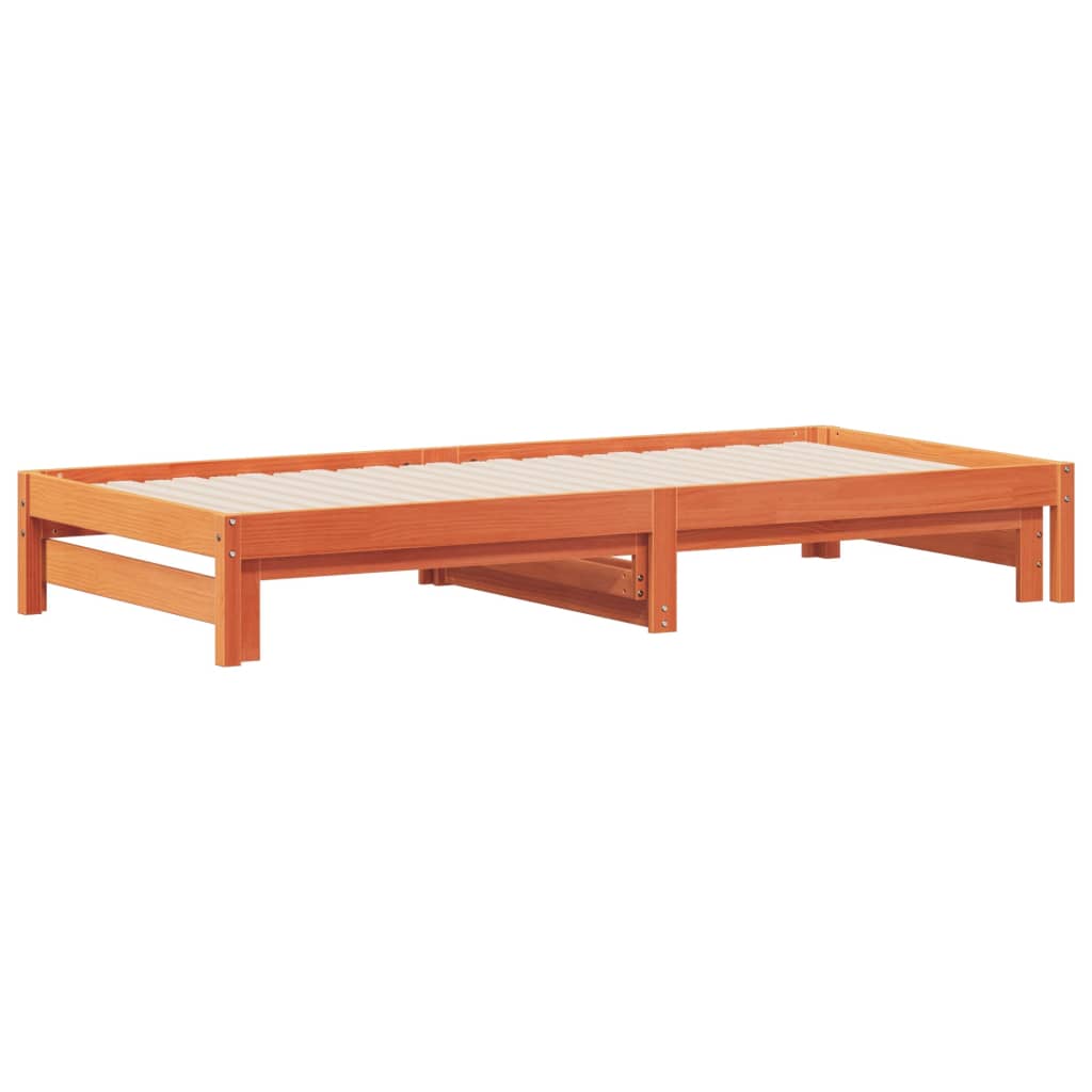 vidaXL Sofá cama nido madera maciza de pino marrón cera 80x200 cm