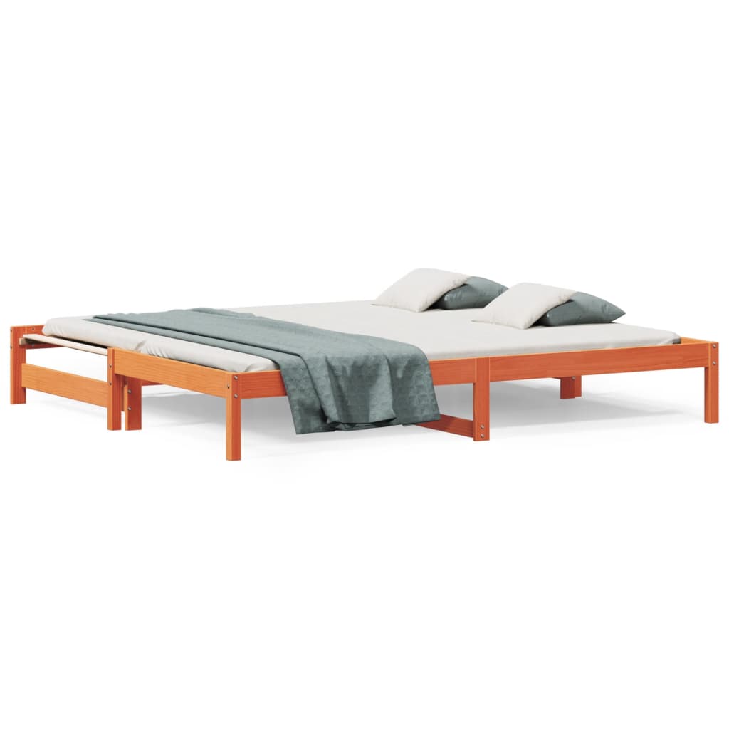 vidaXL Sofá cama nido madera maciza de pino marrón cera 80x200 cm