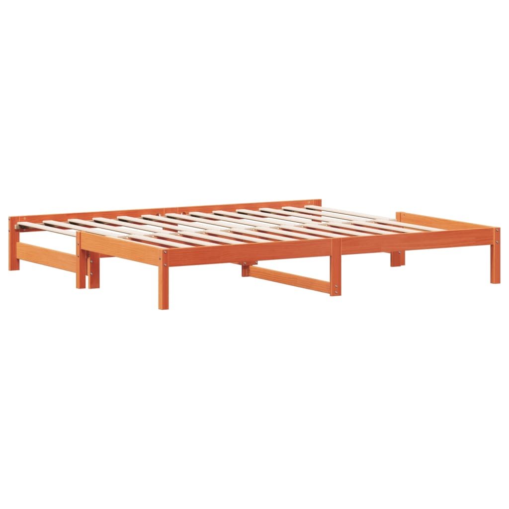 vidaXL Sofá cama nido madera maciza de pino marrón cera 80x200 cm