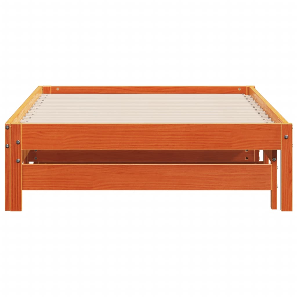 vidaXL Sofá cama nido madera maciza de pino marrón cera 80x200 cm