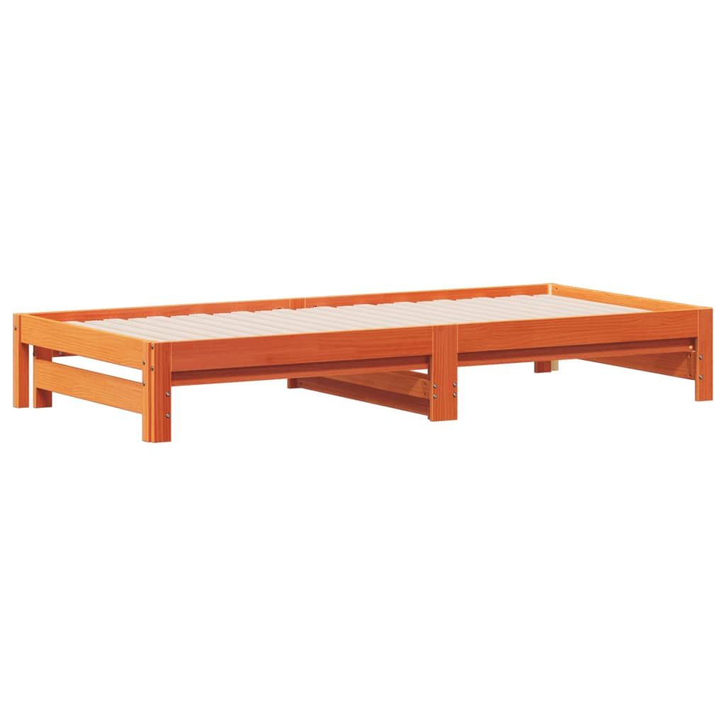 vidaXL Sofá cama nido madera maciza de pino marrón cera 80x200 cm