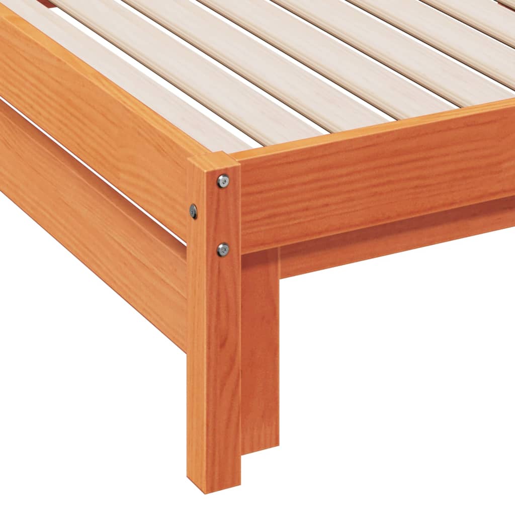 vidaXL Sofá cama nido madera maciza de pino marrón cera 80x200 cm