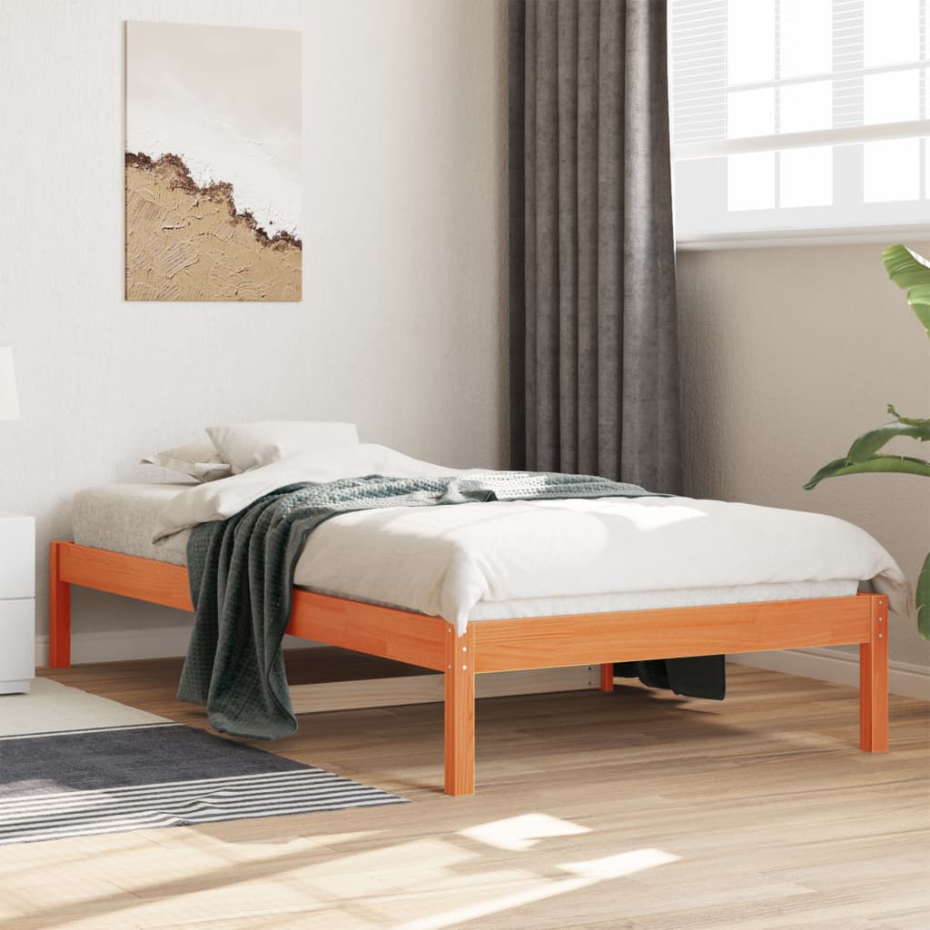 vidaXL Sofá cama sin colchón madera maciza pino marrón cera 90x200 cm