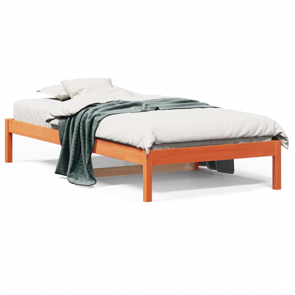 vidaXL Sofá cama sin colchón madera maciza pino marrón cera 90x200 cm