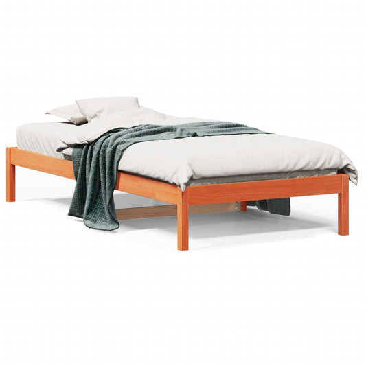 vidaXL Sofá cama sin colchón madera maciza pino marrón cera 90x200 cm