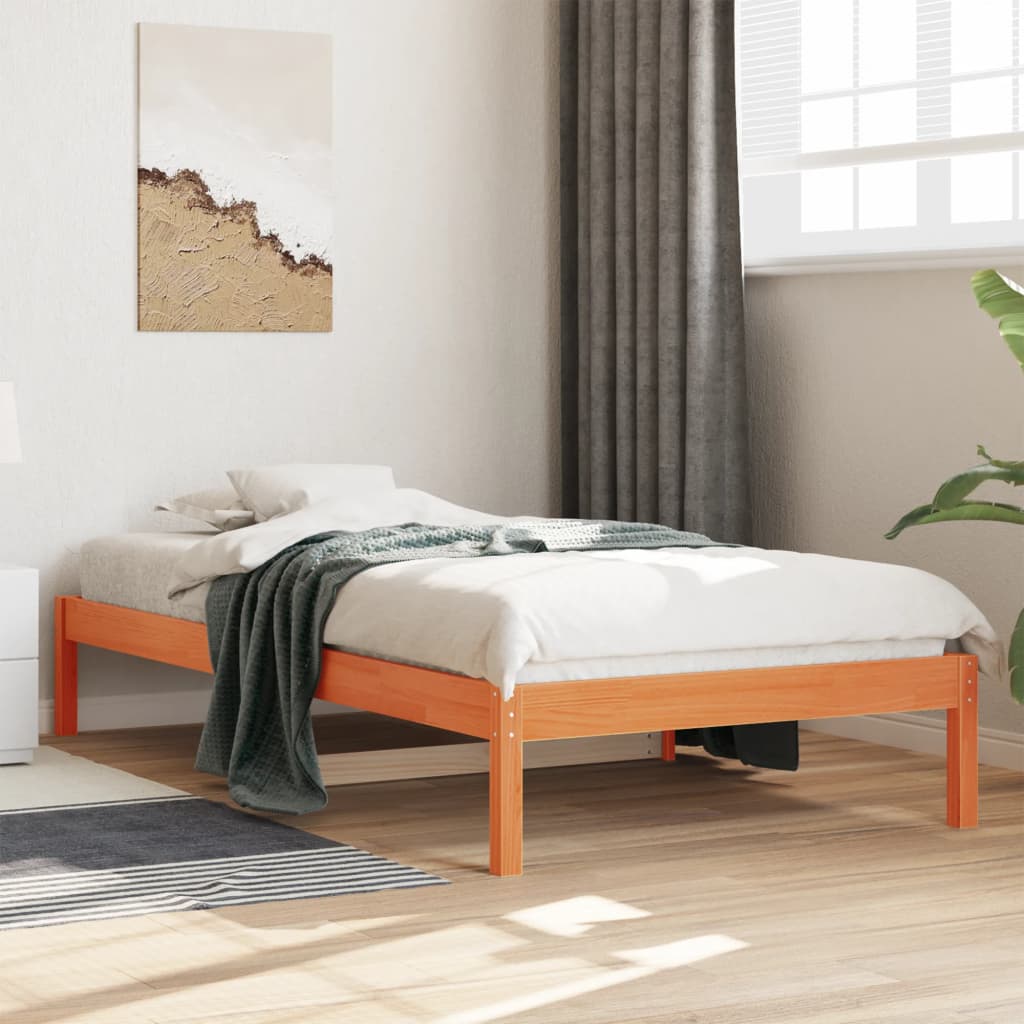 vidaXL Sofá cama sin colchón madera maciza pino marrón cera 80x200 cm