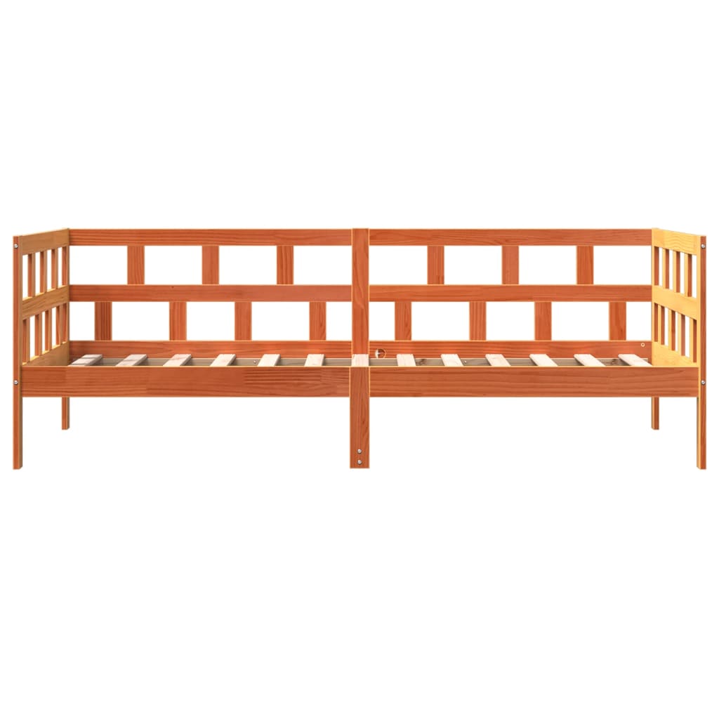 vidaXL Sofá cama sin colchón madera maciza pino marrón cera 90x200 cm