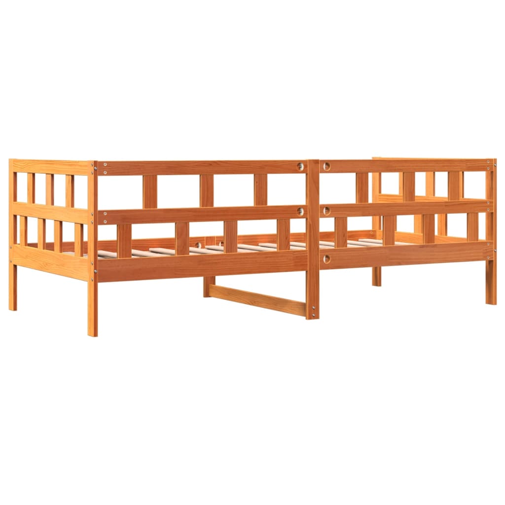 vidaXL Sofá cama sin colchón madera maciza pino marrón cera 90x200 cm