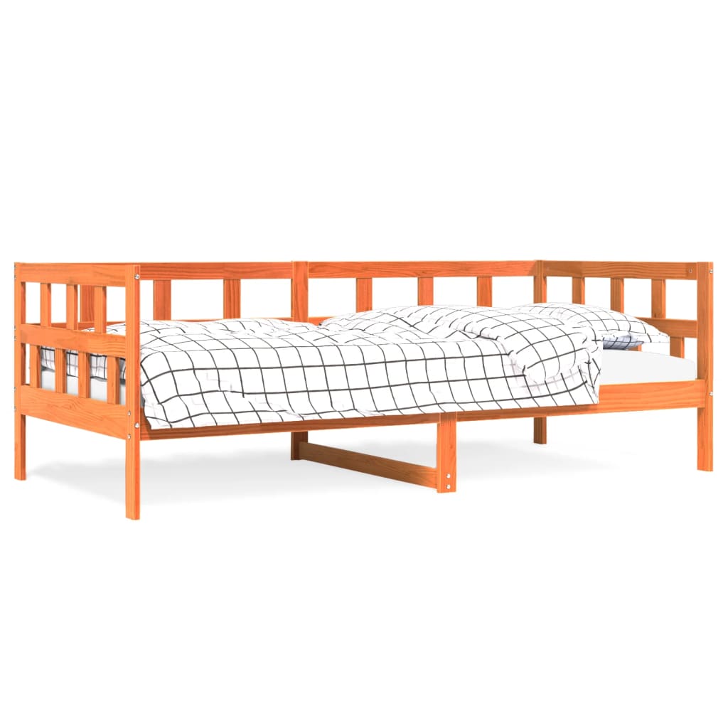 vidaXL Sofá cama sin colchón madera maciza pino marrón cera 90x190 cm