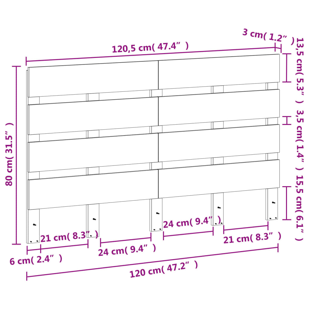 vidaXL Cabecero de cama madera maciza de pino marrón cera 120 cm