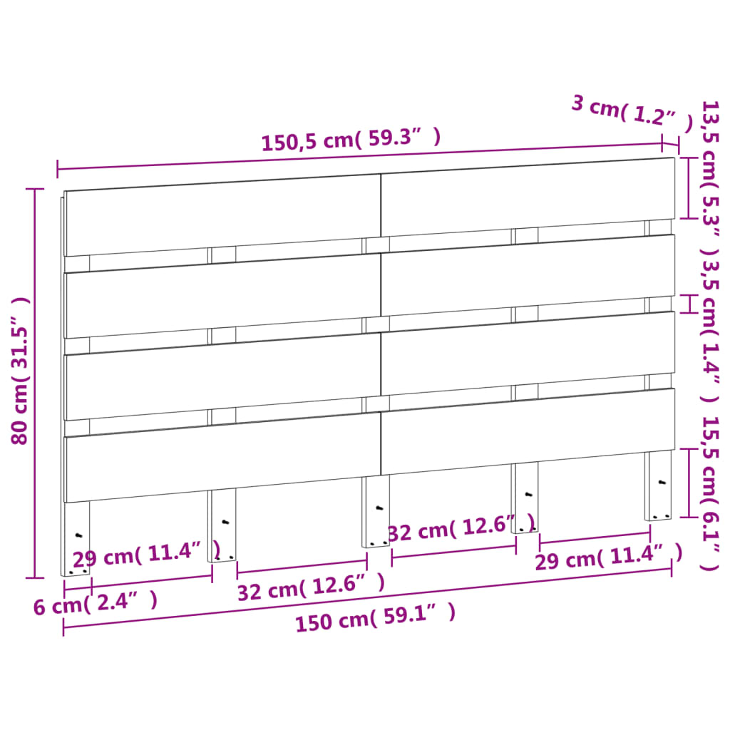 vidaXL Cabecero de cama madera maciza de pino marrón cera 150 cm