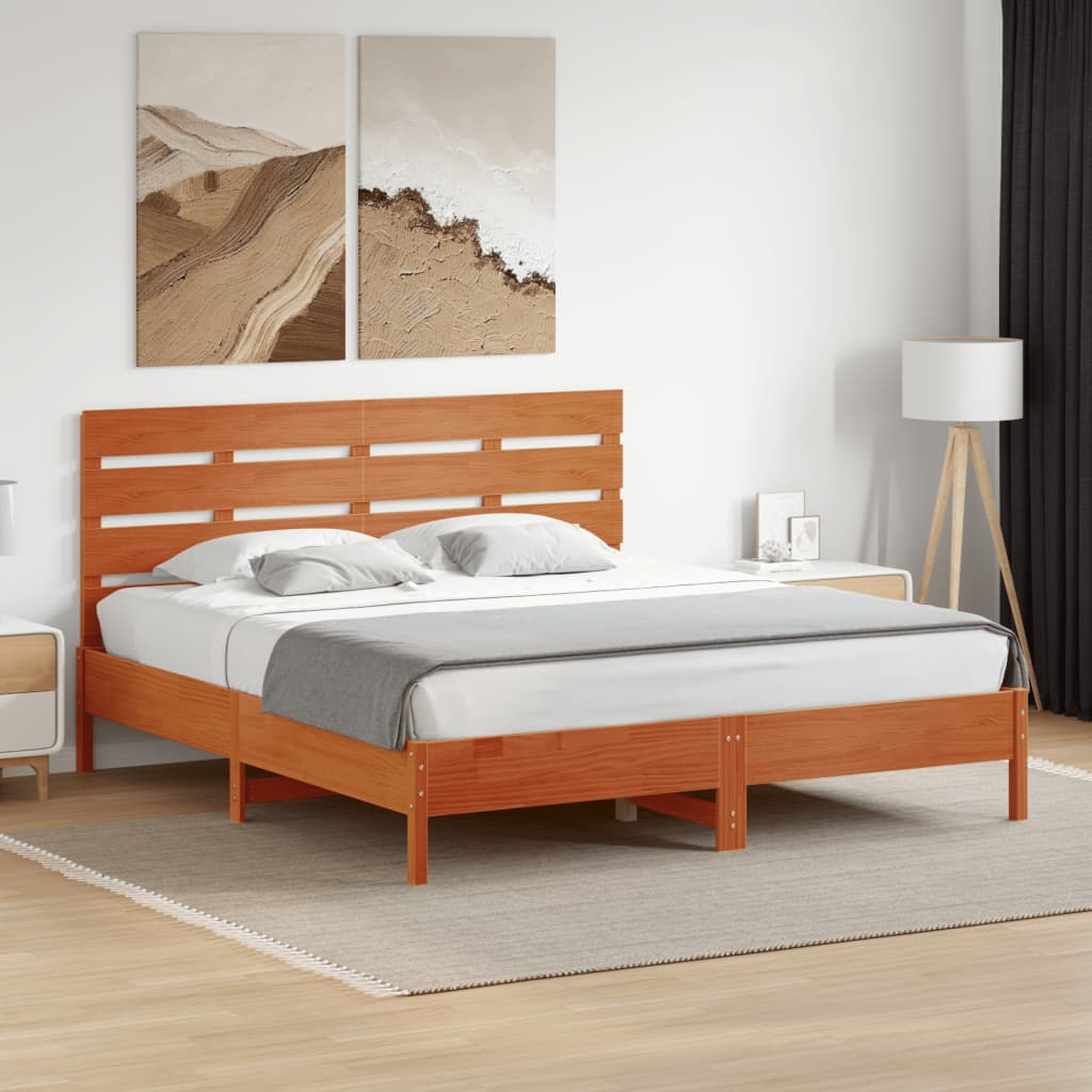 vidaXL Cabecero de cama madera maciza de pino marrón cera 180 cm