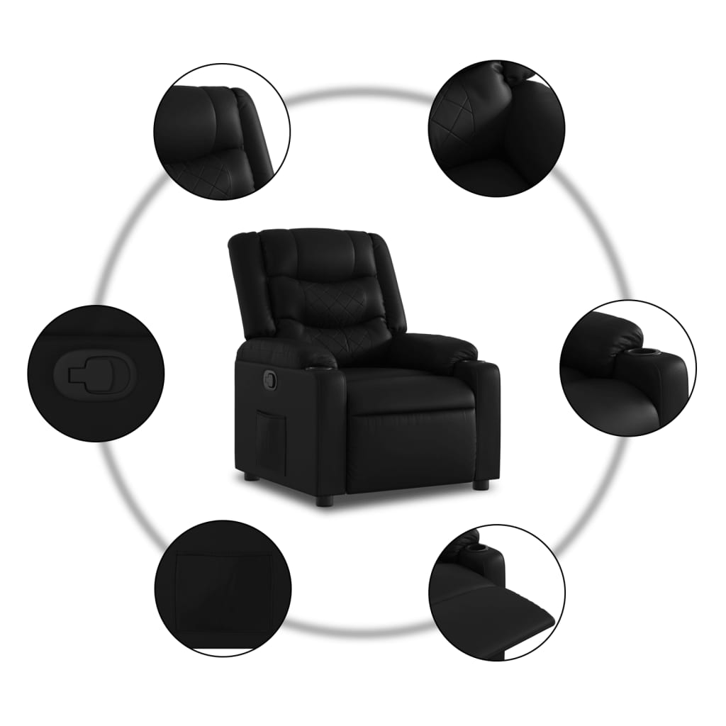 vidaXL Sillón reclinable de cuero sintético negro