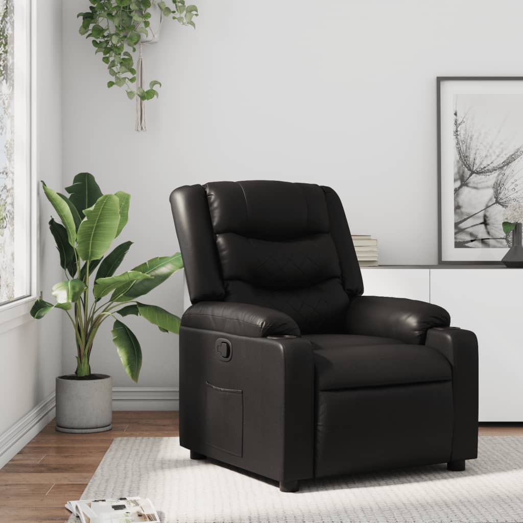 vidaXL Sillón reclinable de cuero sintético negro