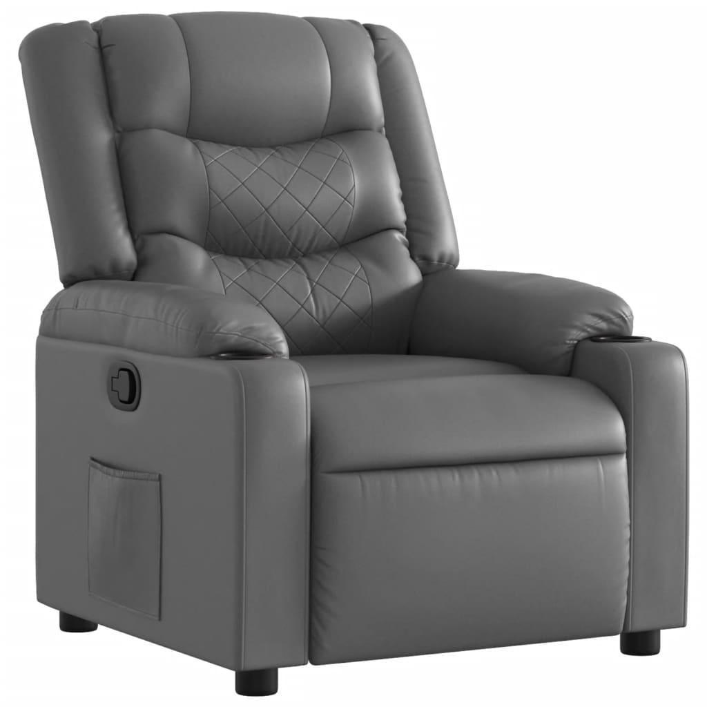 vidaXL Sillón reclinable de cuero sintético gris