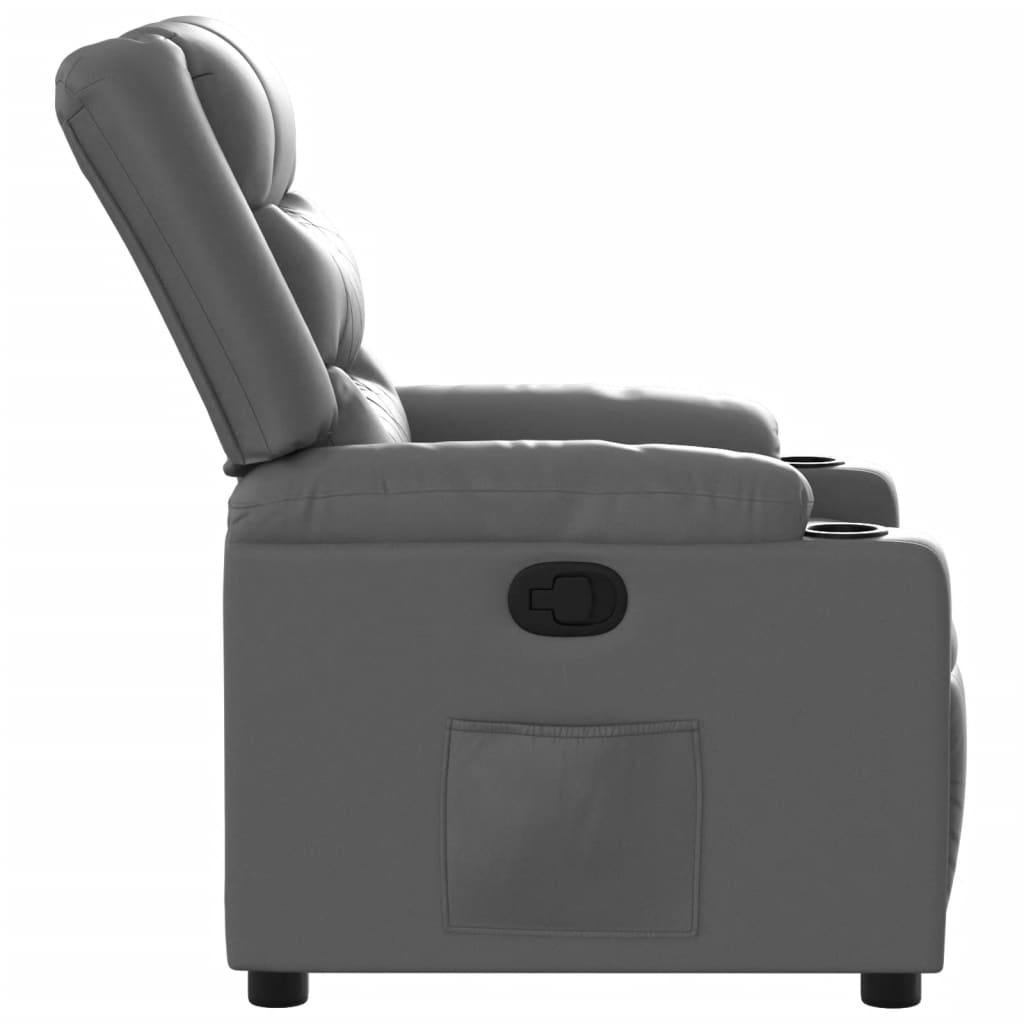 vidaXL Sillón reclinable de cuero sintético gris