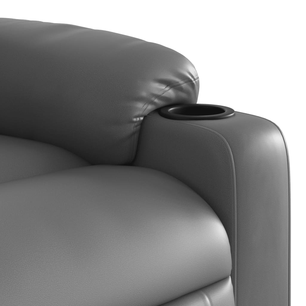 vidaXL Sillón reclinable de cuero sintético gris