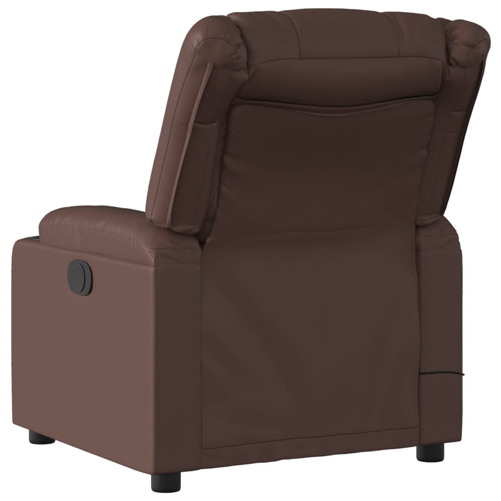 vidaXL Sillón de masaje reclinable cuero sintético marrón