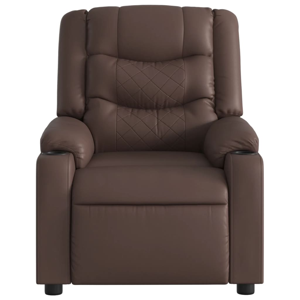 vidaXL Sillón de masaje reclinable cuero sintético marrón