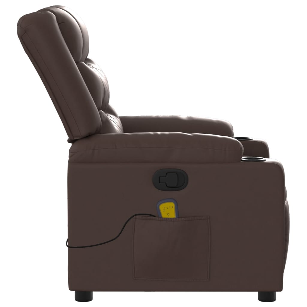 vidaXL Sillón de masaje reclinable cuero sintético marrón