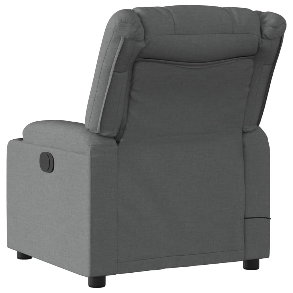 vidaXL Sillón de masaje reclinable de tela gris oscuro