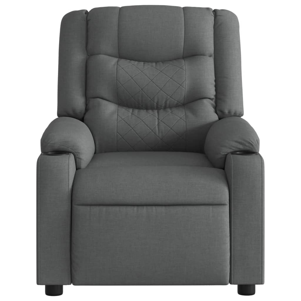 vidaXL Sillón de masaje reclinable de tela gris oscuro