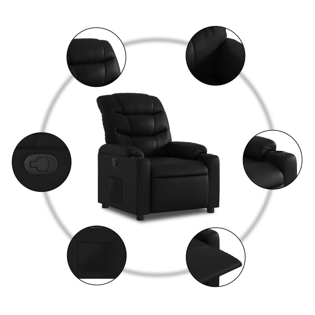 vidaXL Sillón reclinable de cuero sintético negro