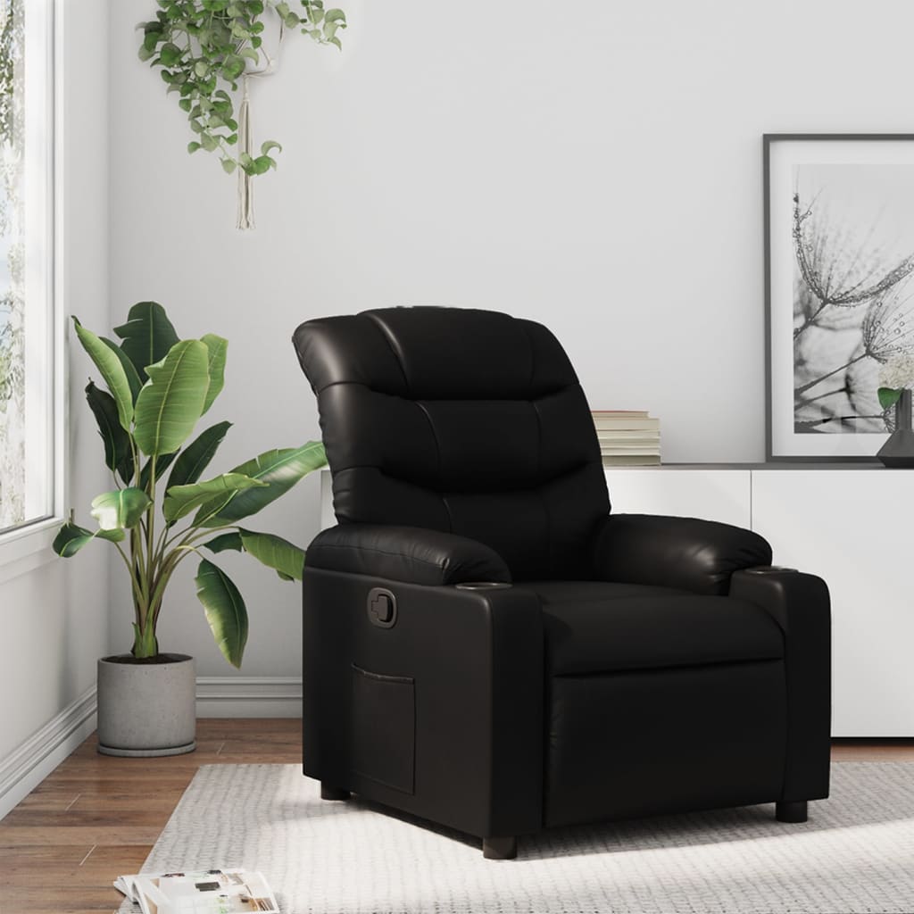 vidaXL Sillón reclinable de cuero sintético negro