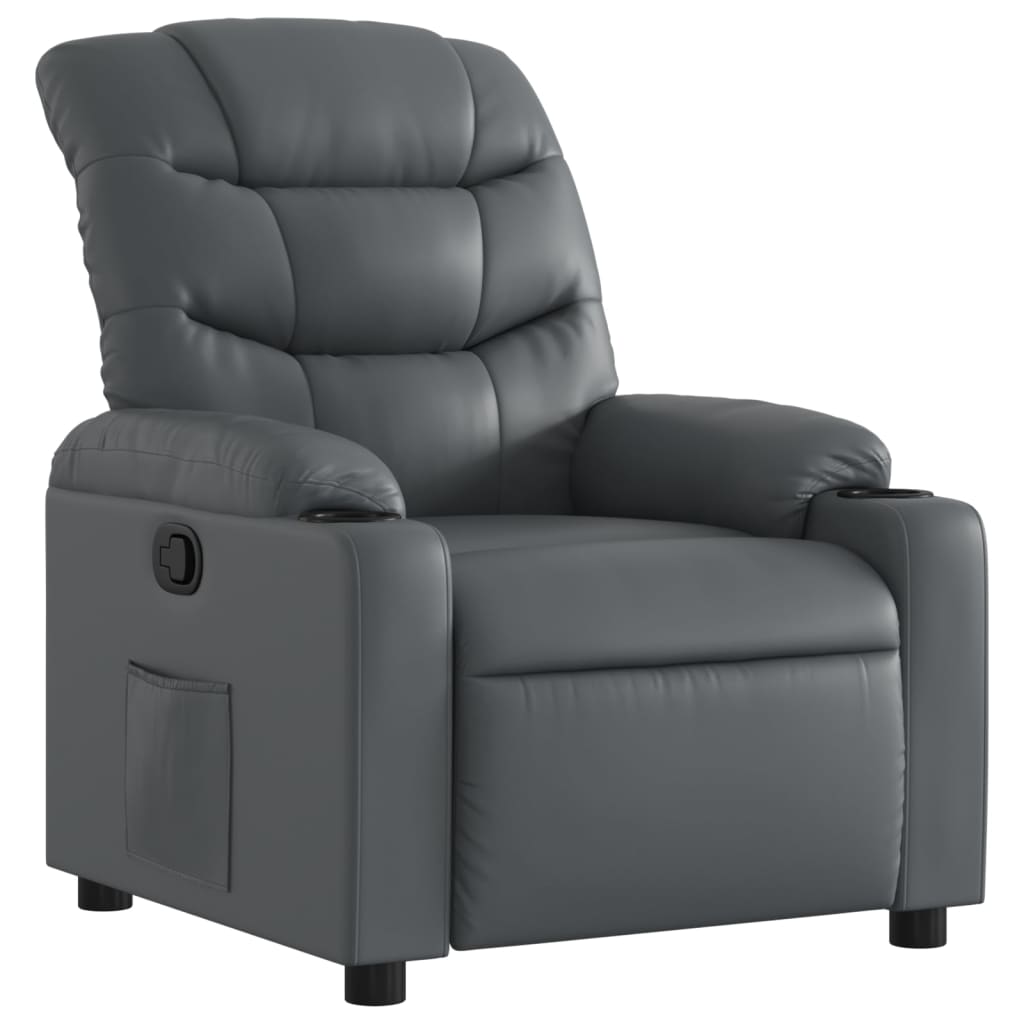 vidaXL Sillón reclinable de cuero sintético gris