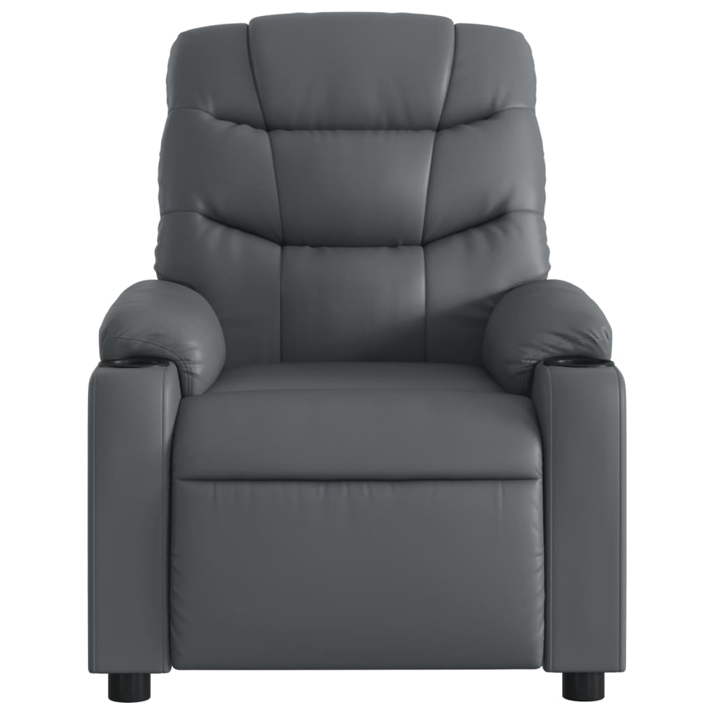 vidaXL Sillón reclinable de cuero sintético gris