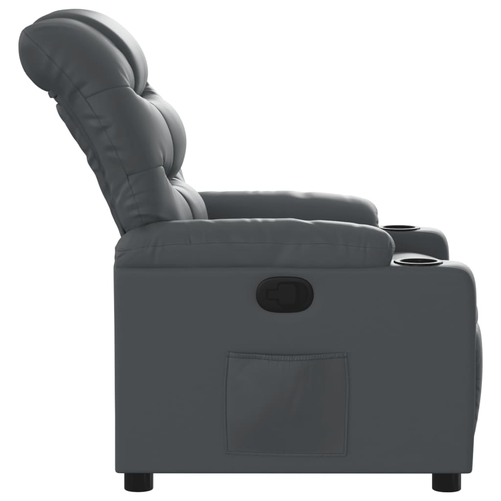 vidaXL Sillón reclinable de cuero sintético gris