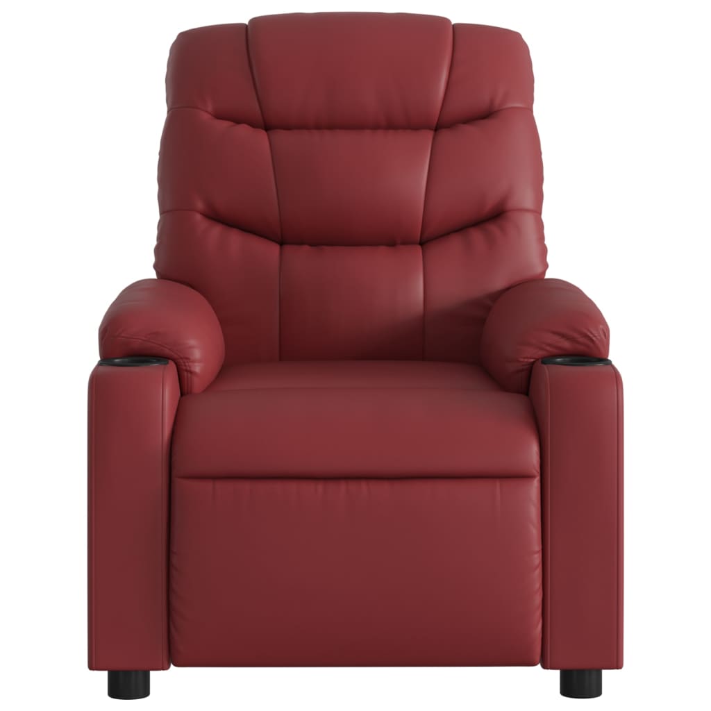 vidaXL Sillón de masaje reclinable cuero sintético rojo tinto